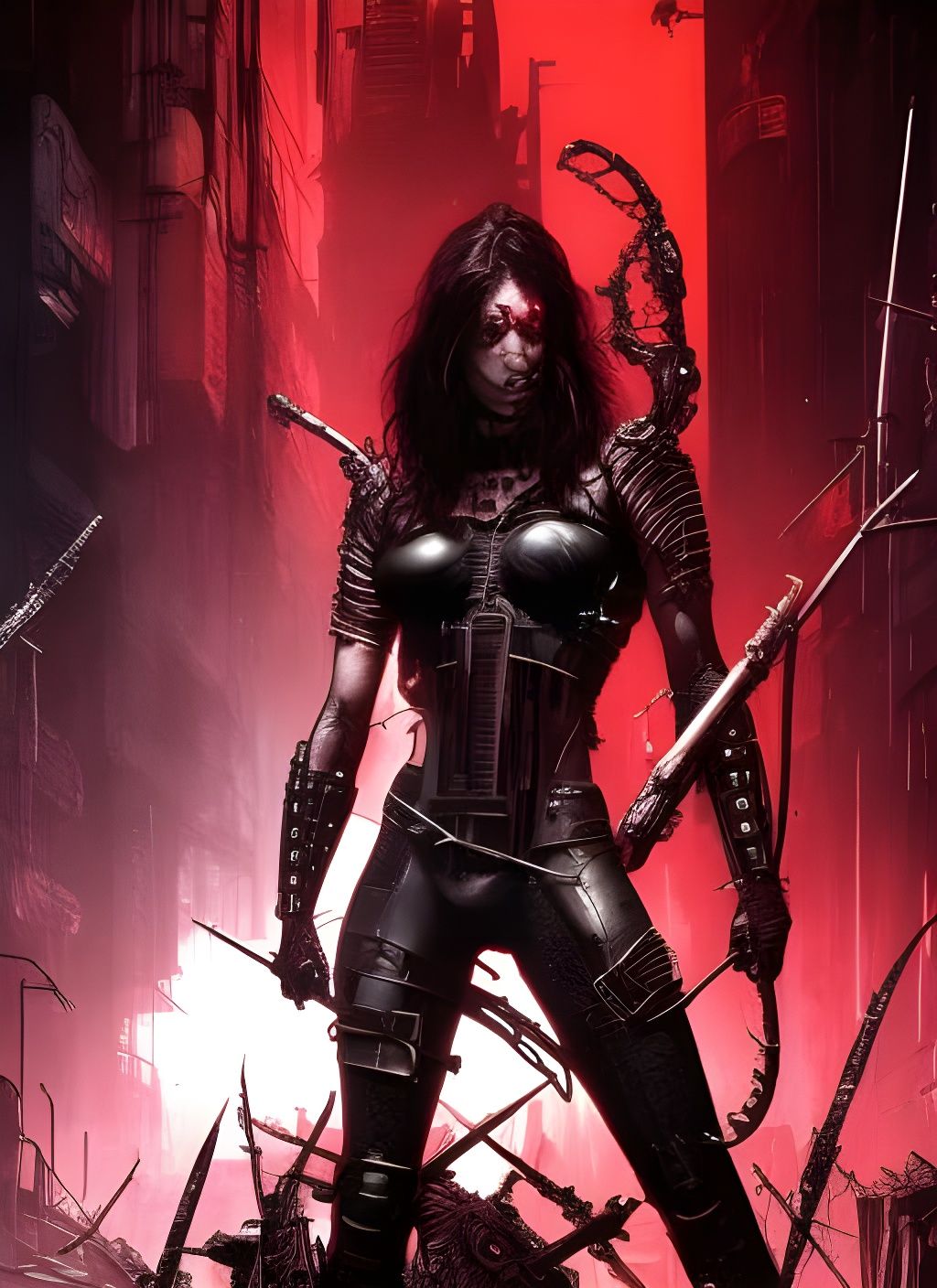 Muscular Cyberpunk Villain in Dark Fantasy Style