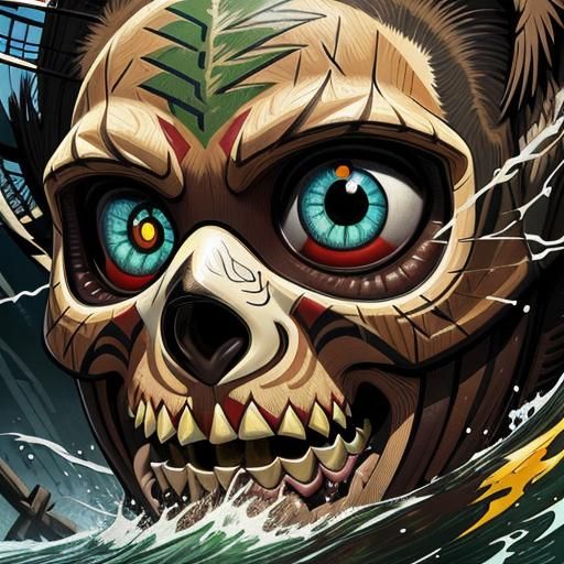 Colorful Pigeon on Telegraph Pole Illustration