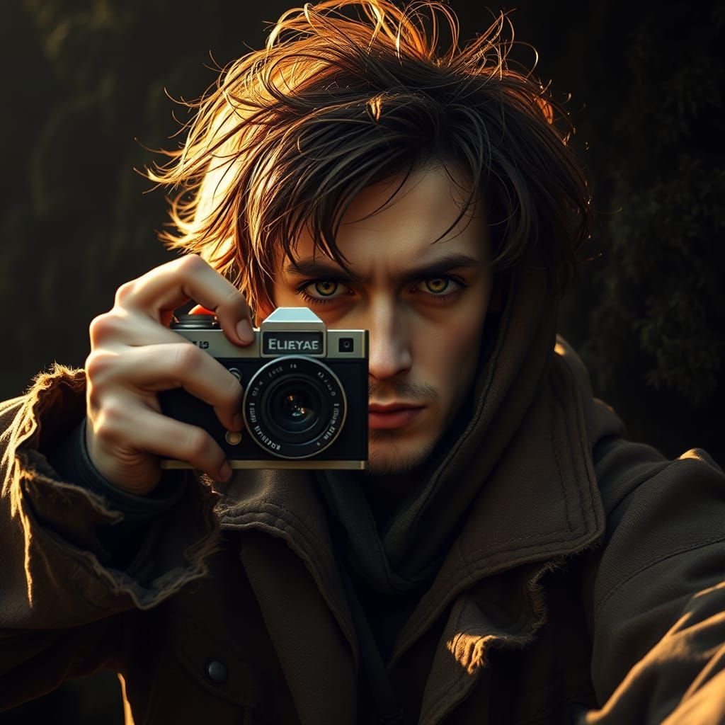 Trepidation in the Shadows, a Haunting Self-Portrait