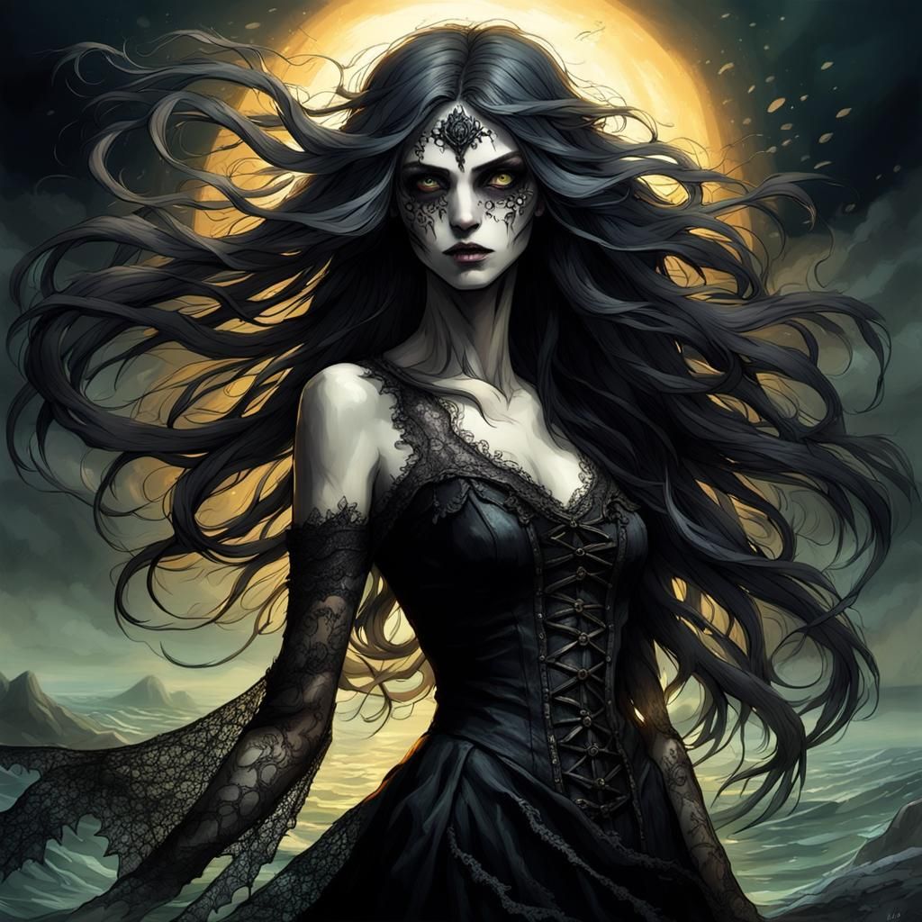 A breathtakingly beautiful siren, clad in nothing but frayed...