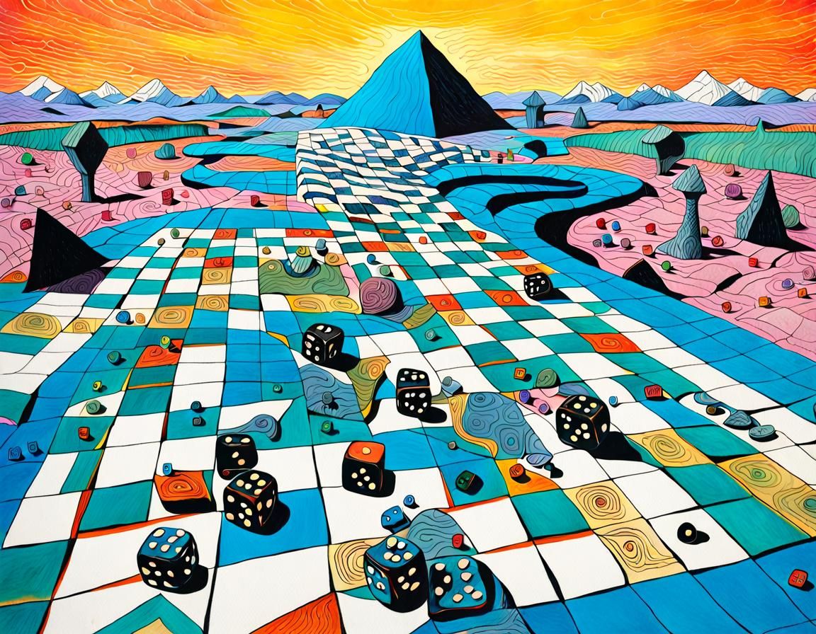 Surreal Game Board Expands Through Dreamlike Landscape in In...