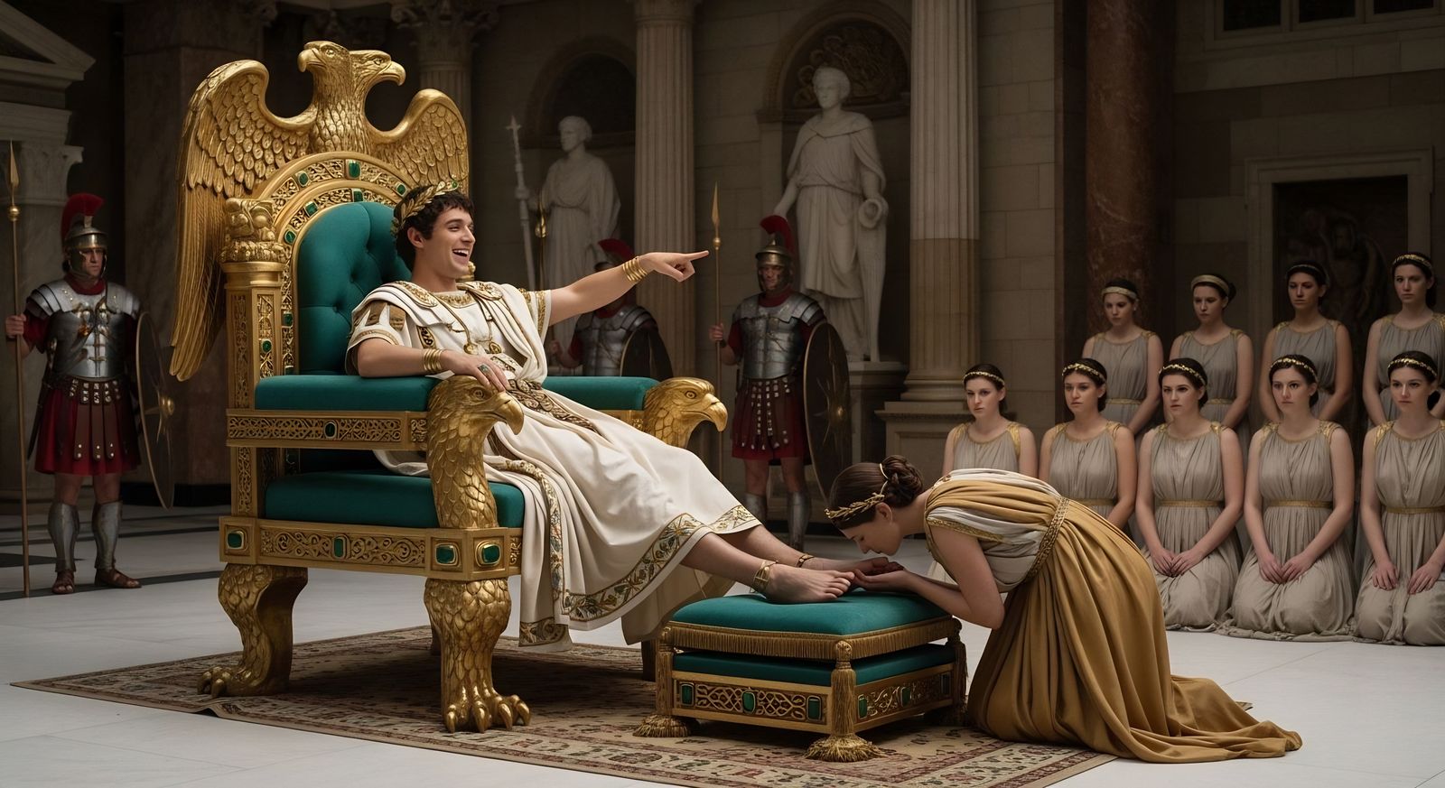 Emperor Nero on Golden Throne: A Professional Photograph