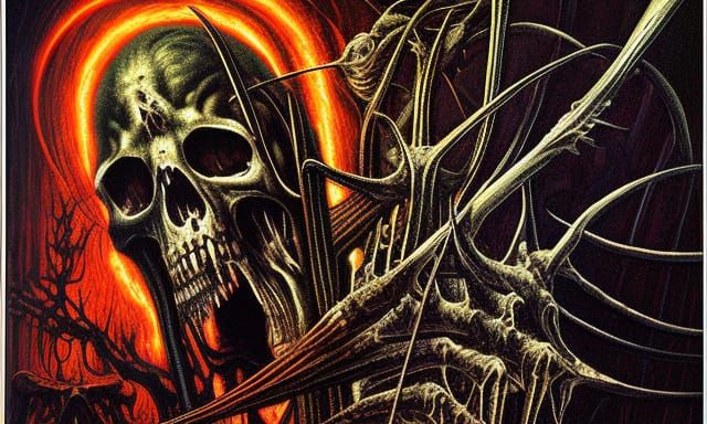 Brutal Death Metal Album Art in Giger Style