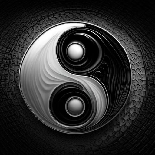 Detailed Yin Yang Symbol in Hyperrealistic HDR