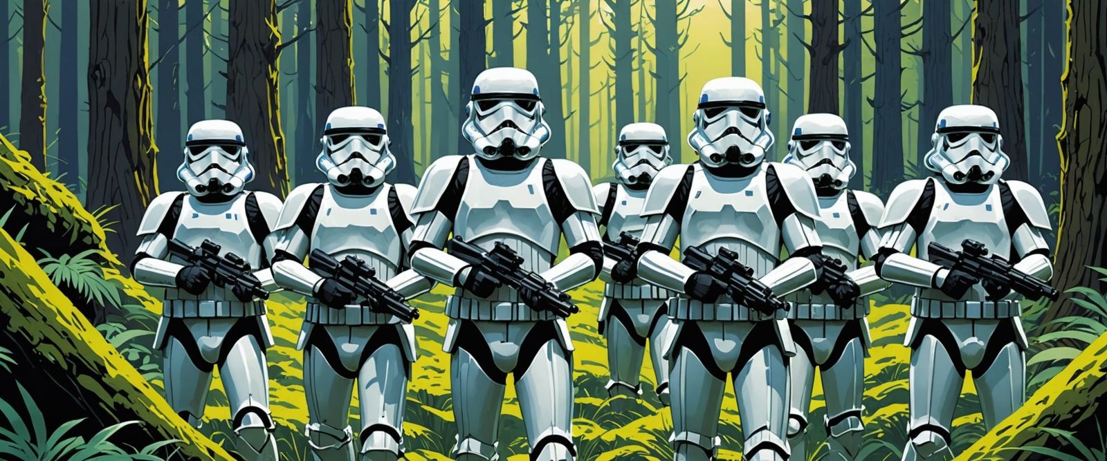 Stormtroopers in Bright Retro Comic Style