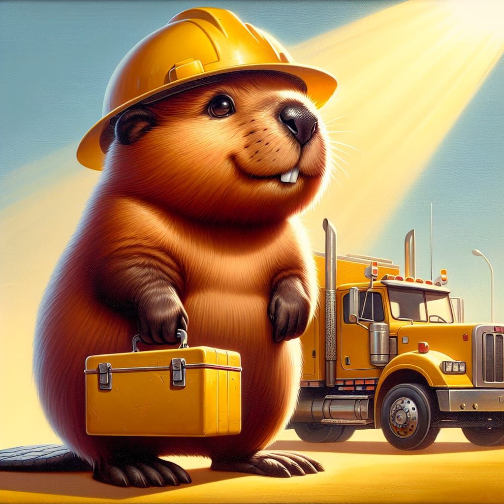 Beaver Ready for Work in Australian Tonalism Style
