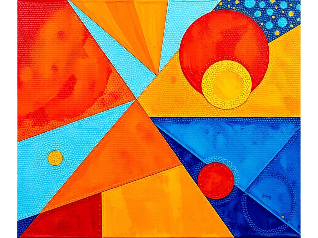 Abstract Neo-Impressionist Geometric Forms in Pointillist St...