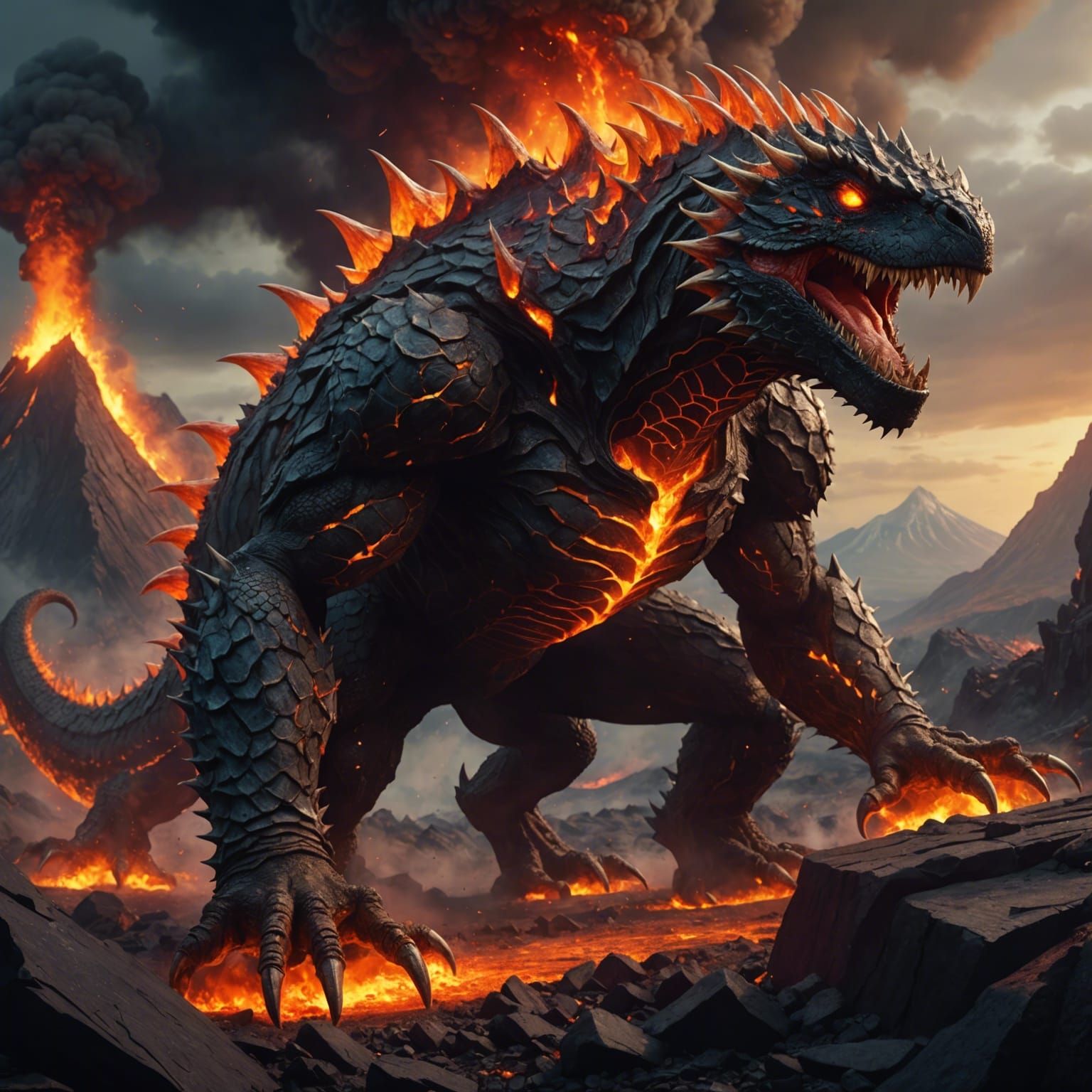 Magma Reptile Fusion in Fantasy Concept Art