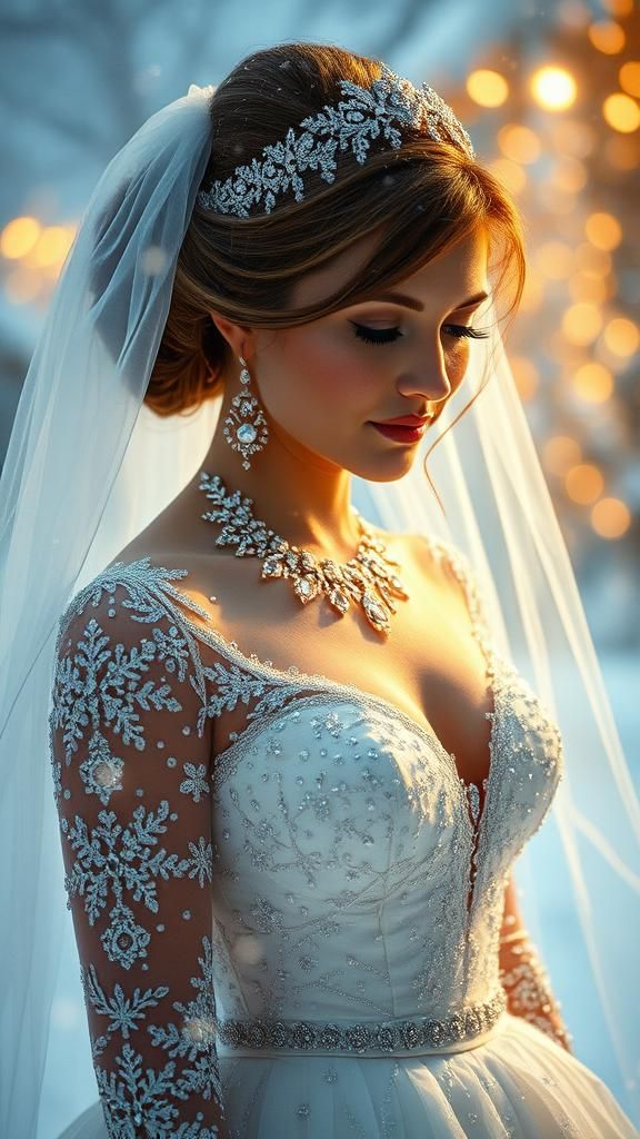 Cinematic Winter Wedding Scene in Icy Golden Light