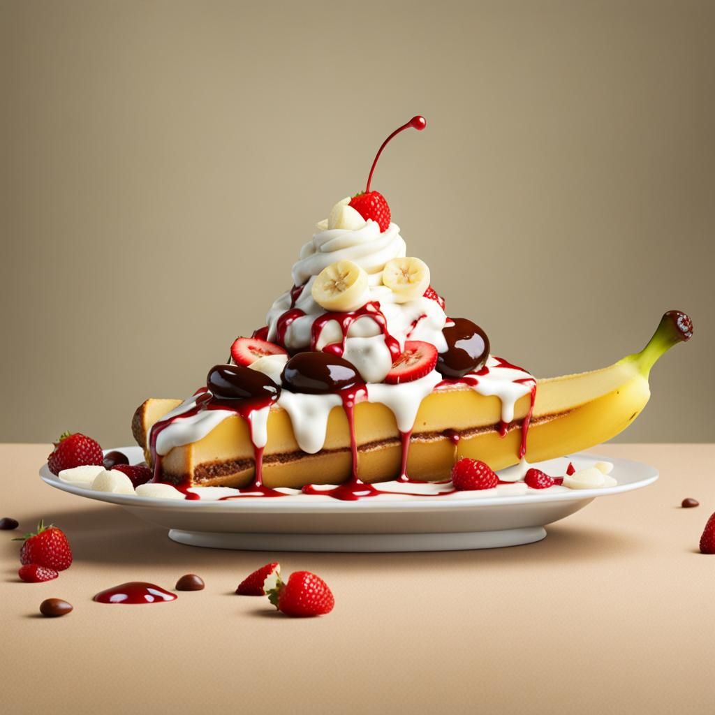 Banana Split Doing the Splits: Humorous Dessert Art