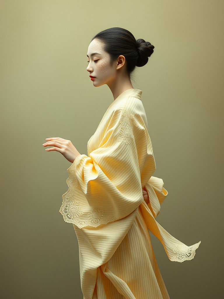 Ethereal Woman with Shell Face in Dreamlike Art