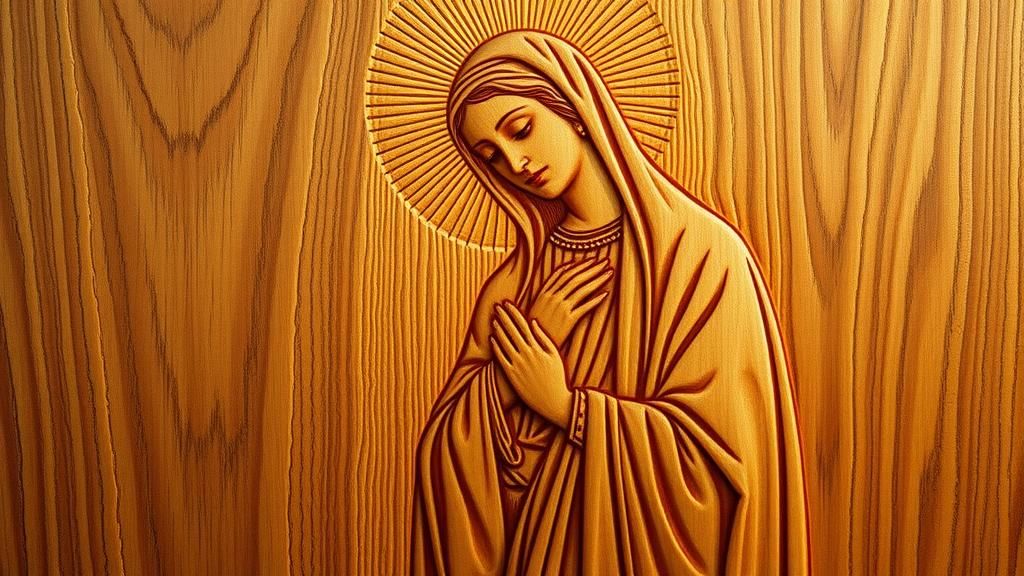 Detailed Wood Carving of Biblical Scene in Baroque Style