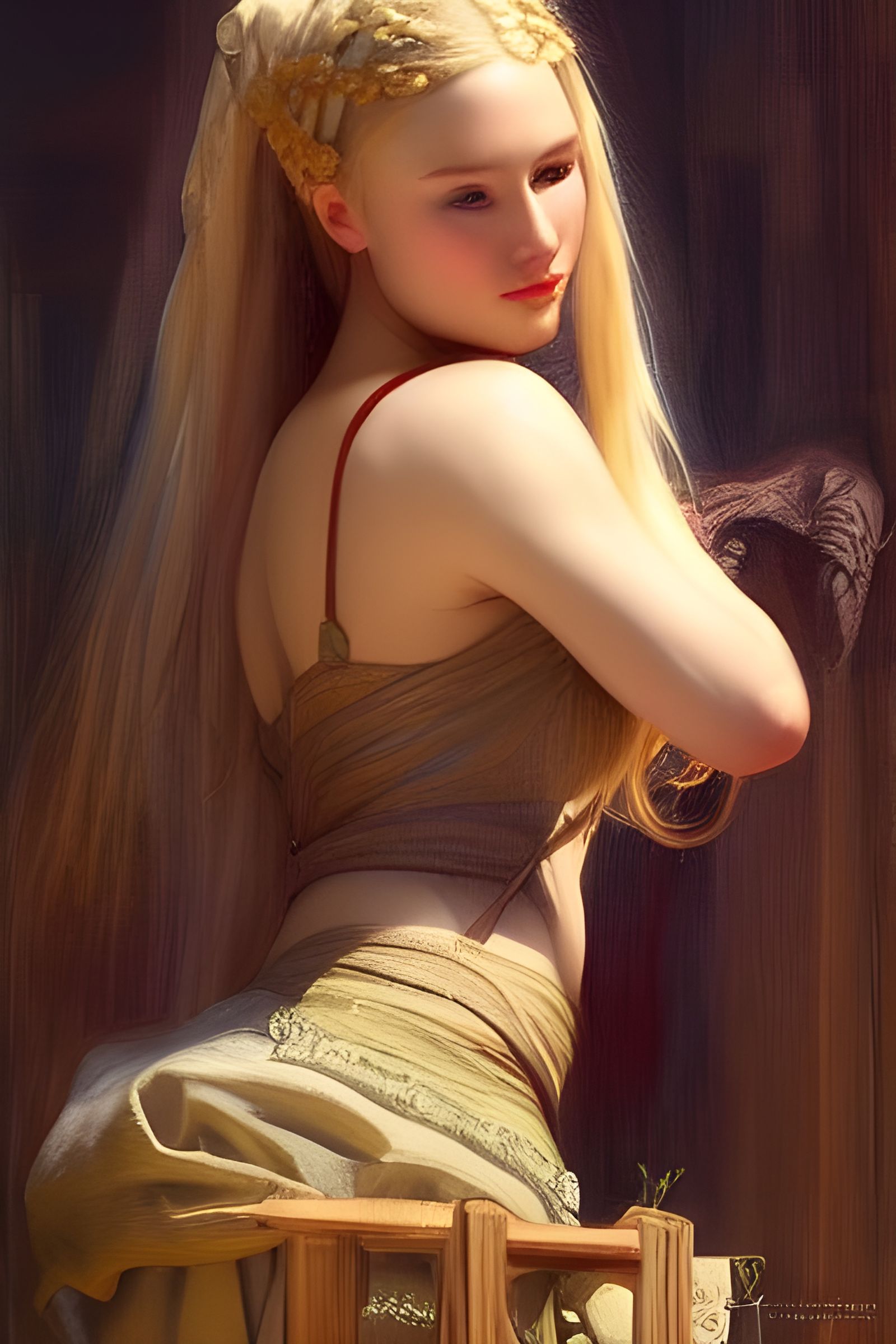 Seductive Peasant Woman in Medieval Fantasy Style