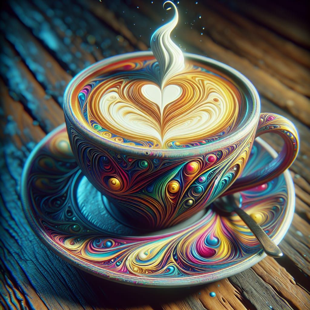 Latte Art Heart in Abstract Style