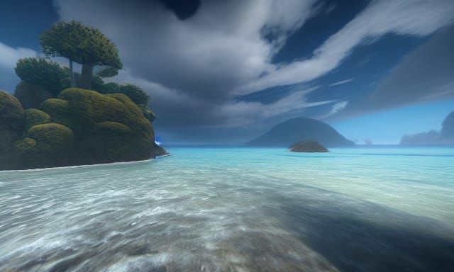 Floating Object Over Calm Sea in Unreal Engine