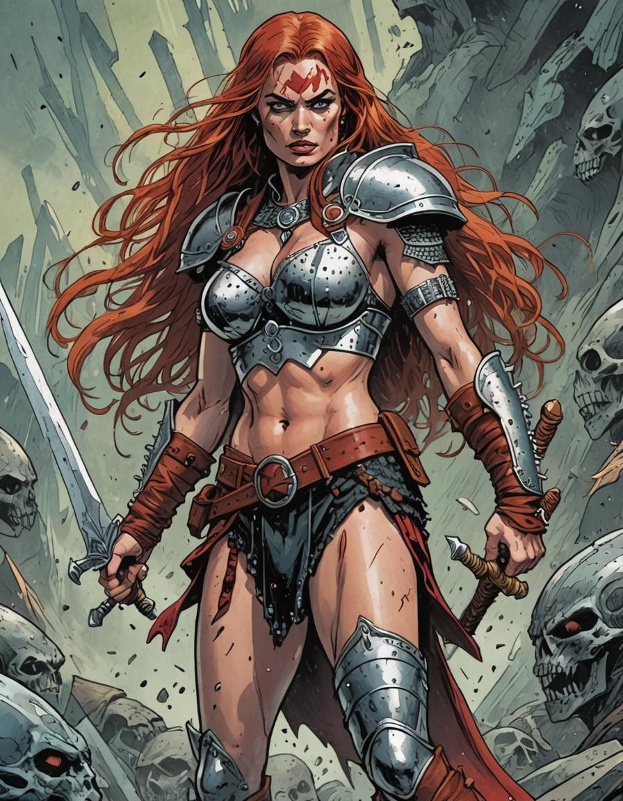 Vibrant, Low-Budget Comic Book Art of Red Sonja