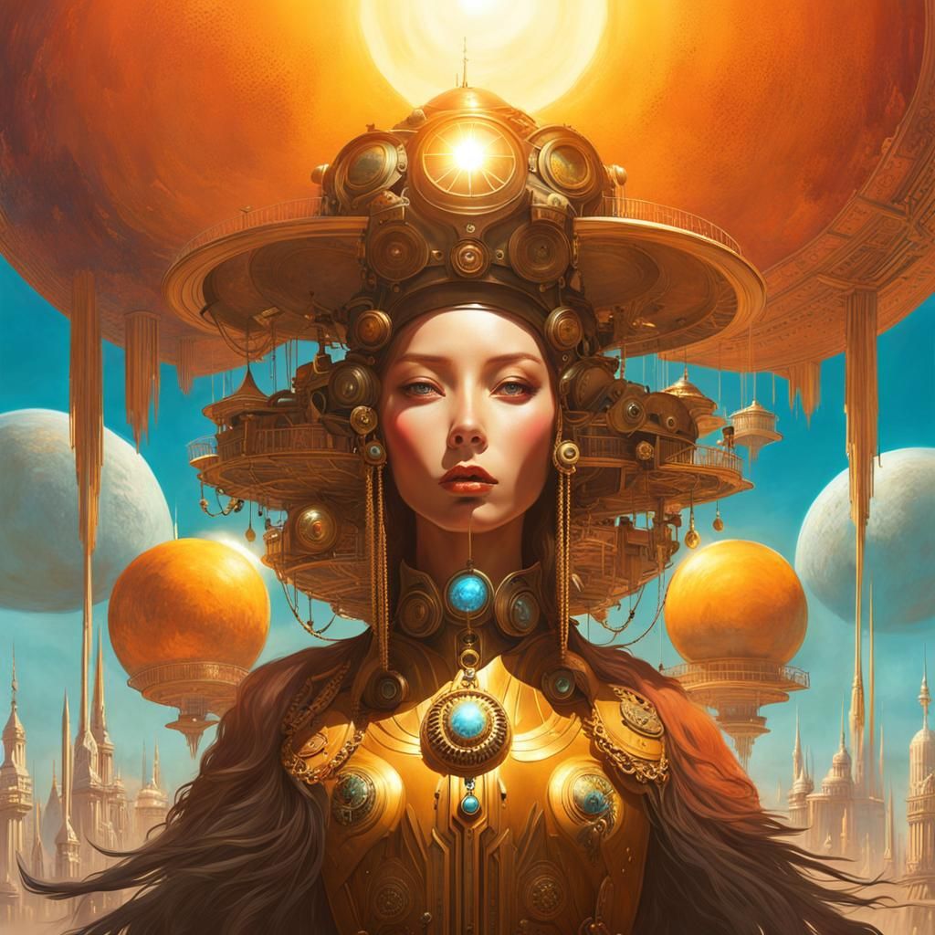 Surreal Solarpunk Sister: A Vibrant AI Art Creation