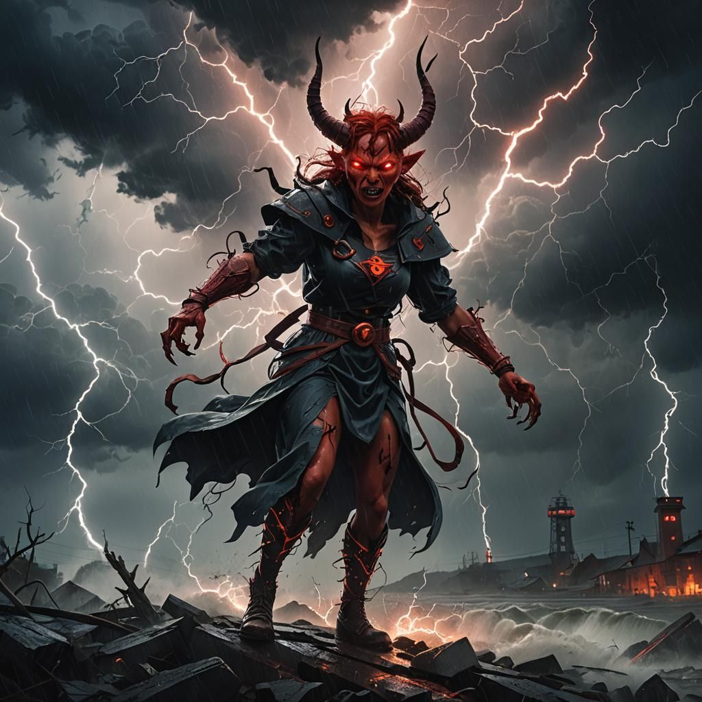Devil in Storm: A Dark Fantasy Concept Art