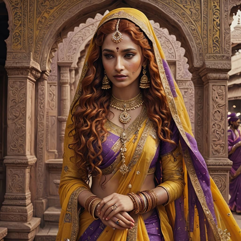 Young Woman in Sari: Cinematic Film Still