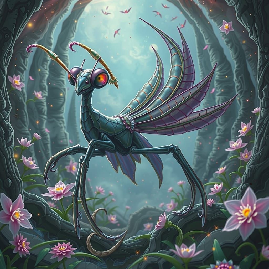 Regal Fairy Punk Alien Creature in Whimsical Exoplanet Lands...