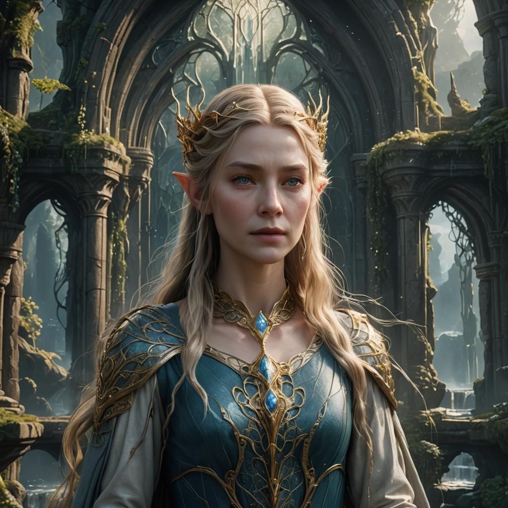 Galadriel: Detailed Matte Painting in Fantasy Art Style
