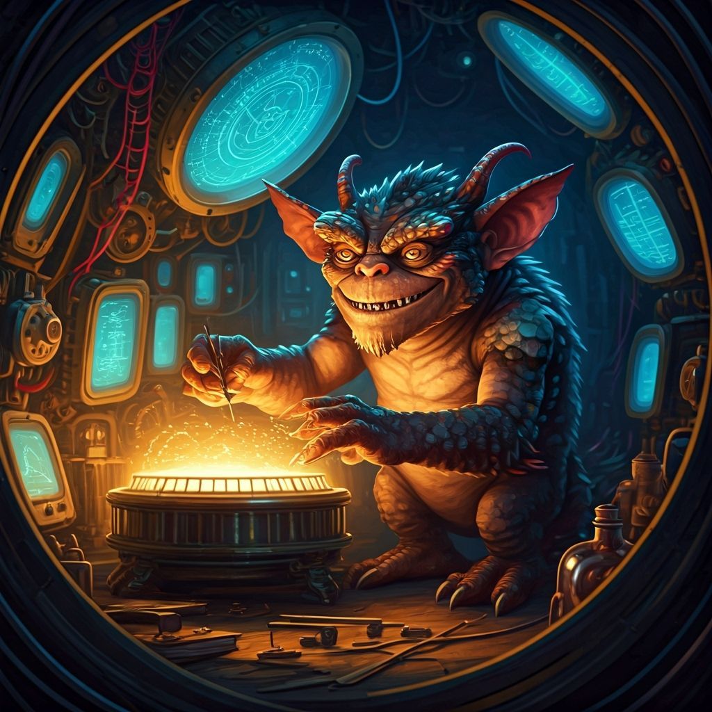 Gremlin's Time Machine: A Hyperrealistic Impasto Painting