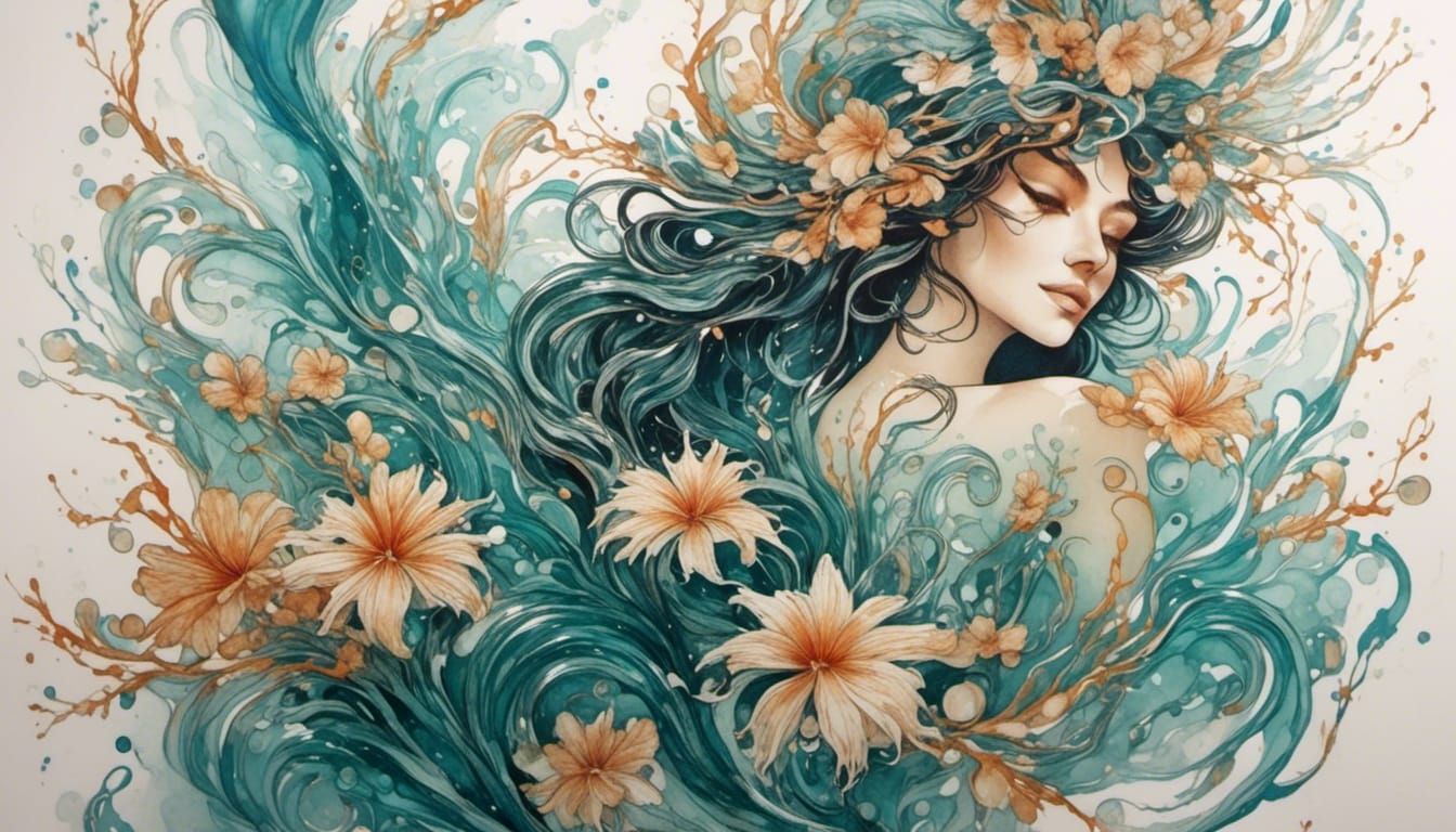 Tahitian Seaweed Tattoo Design with Lettering