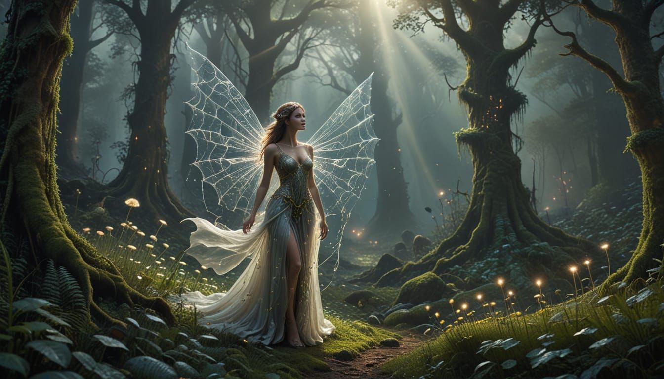 Enchanted Fairy in Whimsical Forest Setting