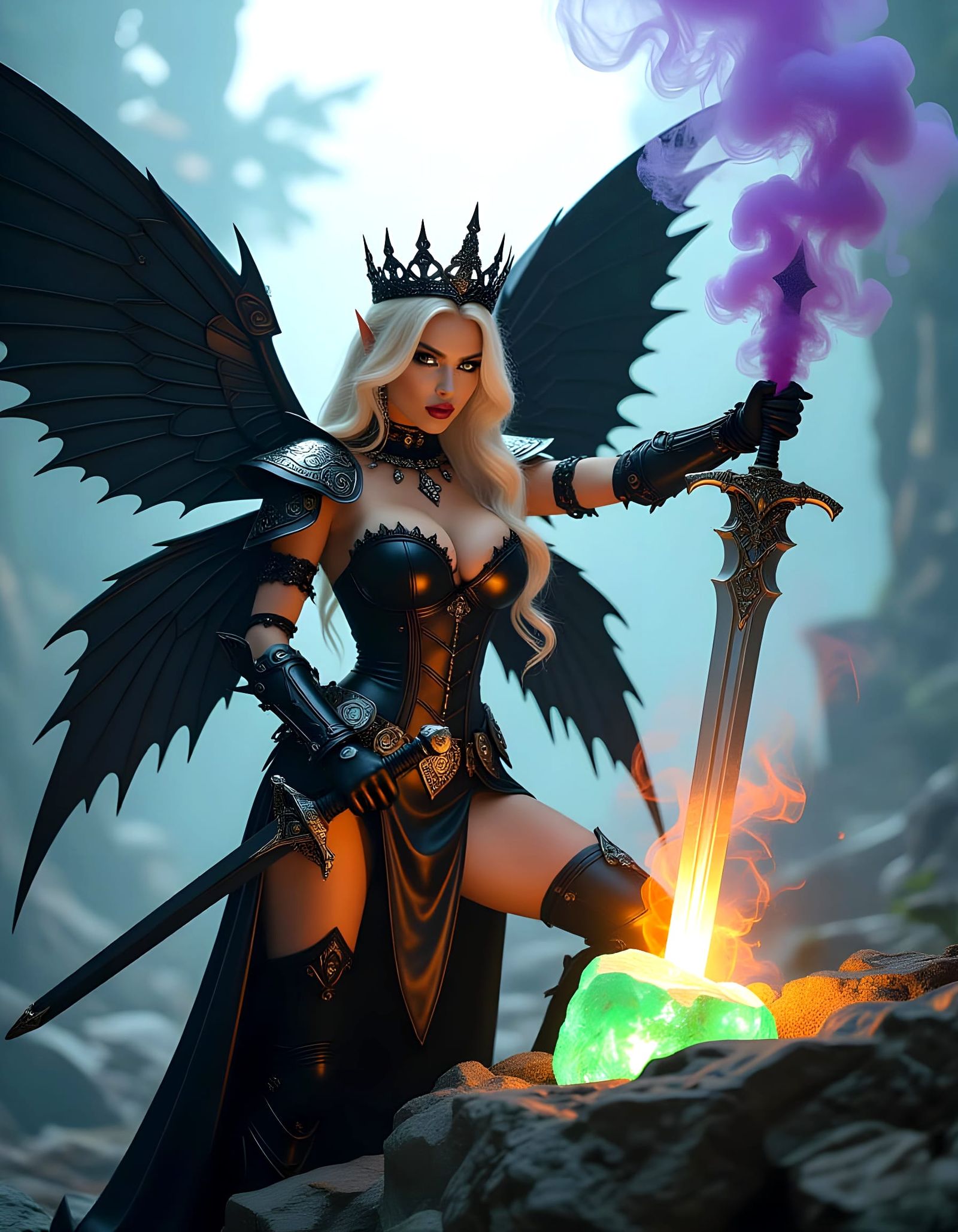 Evil Fairy with Sword, Graffiti Art Style