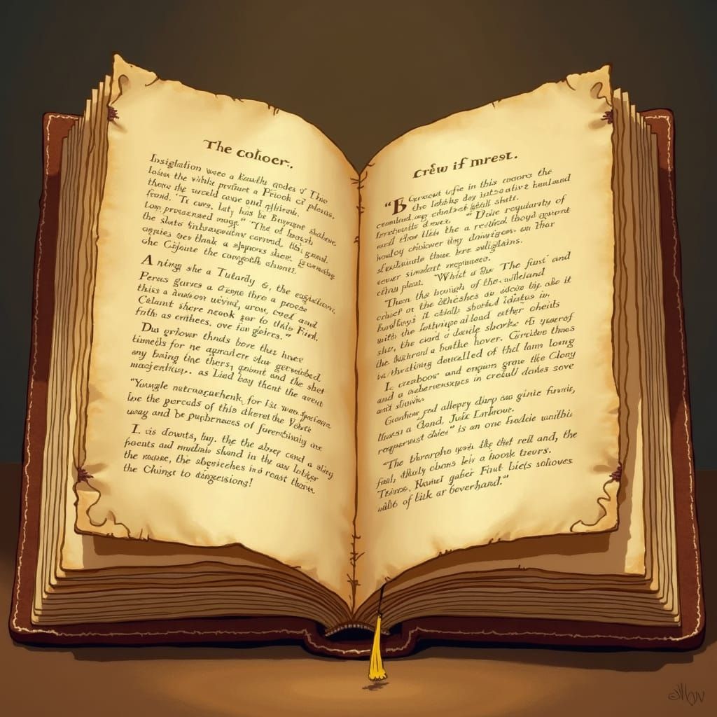 Open Book with Elegant Typography, Classic Illustration