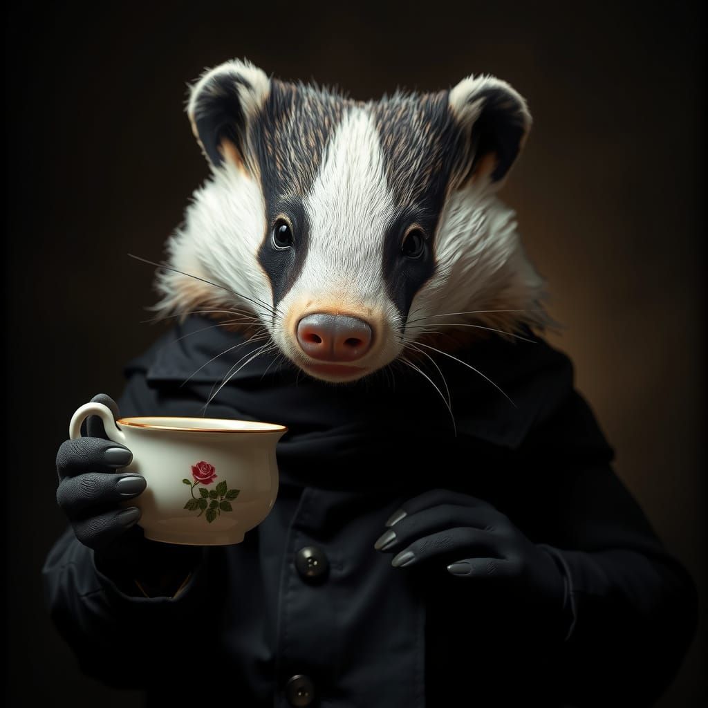 Baroque Badger Invites You For Tea, Chiaroscuro Lighting