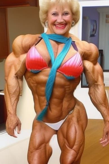 Extremely Muscular Grandma Bodybuilder