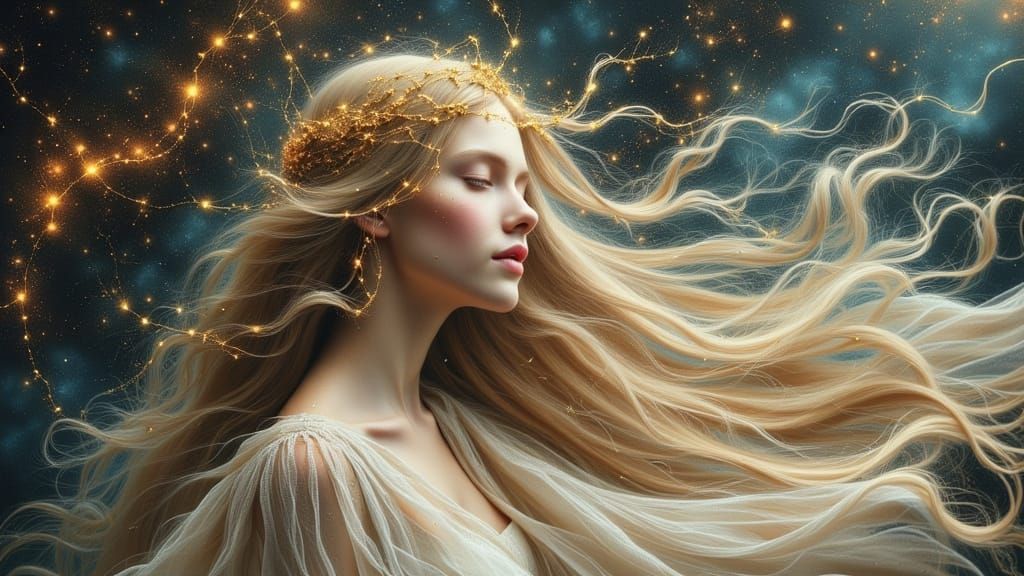 Celestial Woman in Dreamy Digital Painting Style