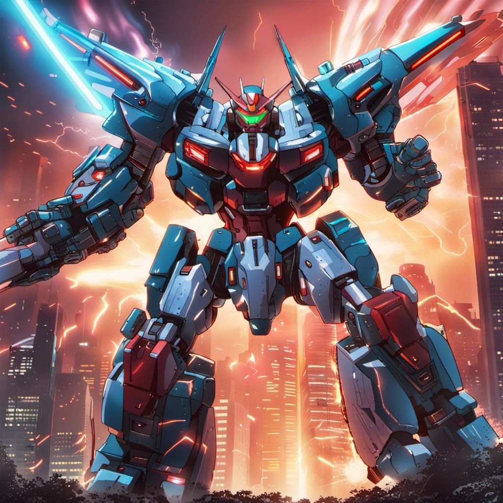 getter robo arc Mecha defending the city 🔥