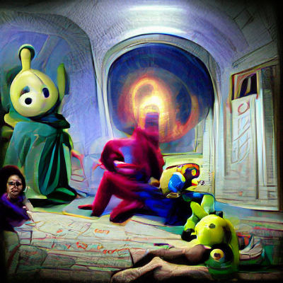 Teletubbies in Renaissance Style Painting