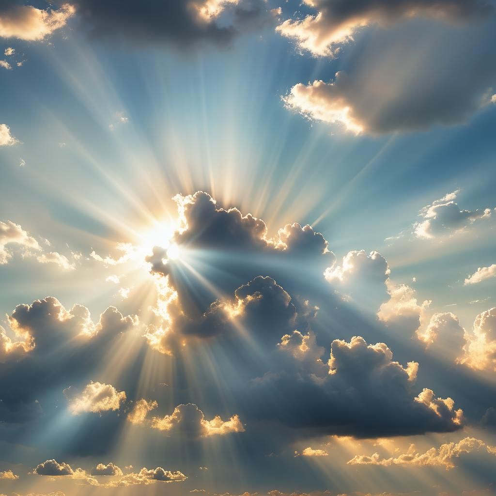 Sunbeams Through Clouds in Digital Art