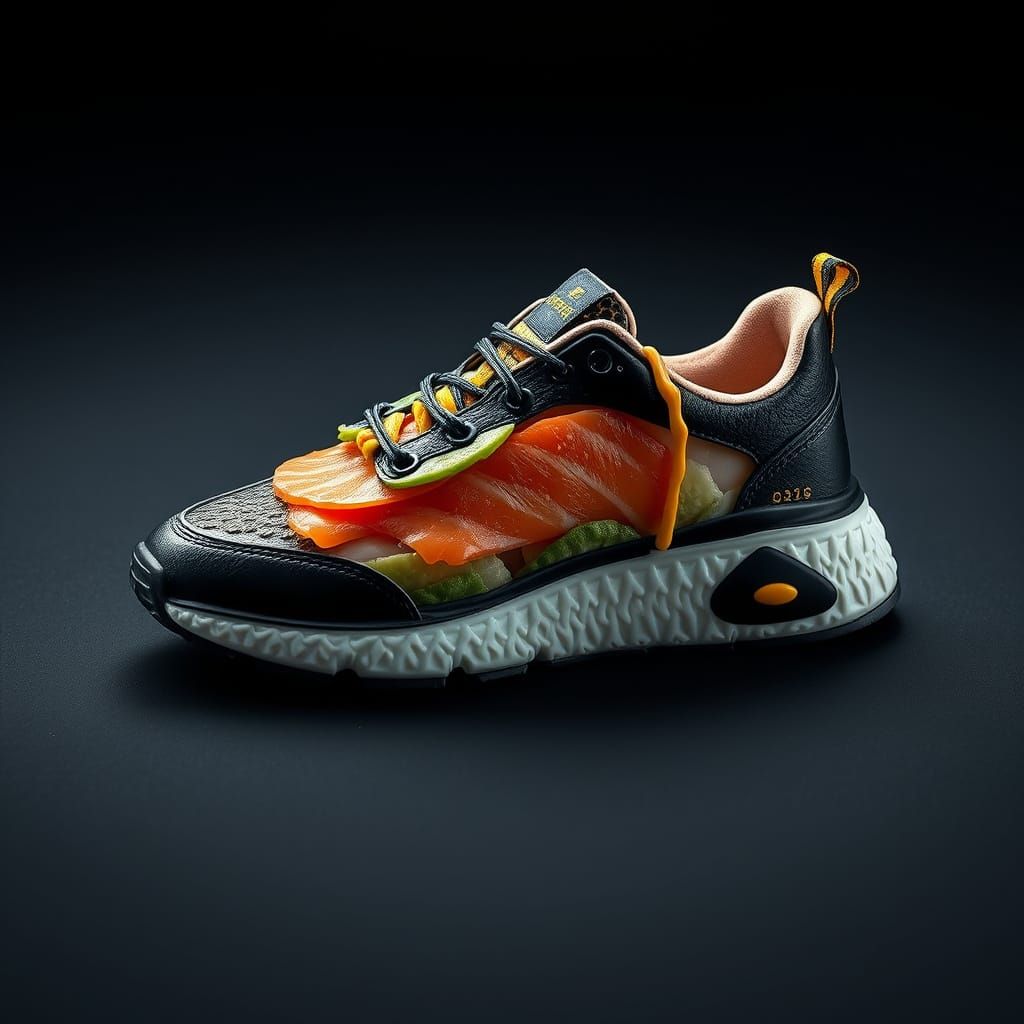 Surreal Sushi Sneaker in Playful Futuristic Style