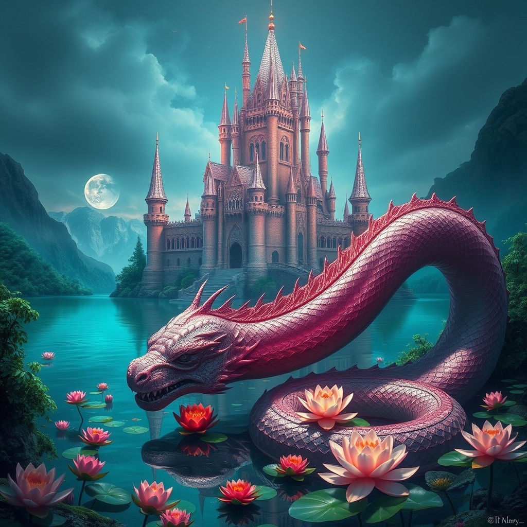 Mystical Rose Castle and Serpentine Lake Monster