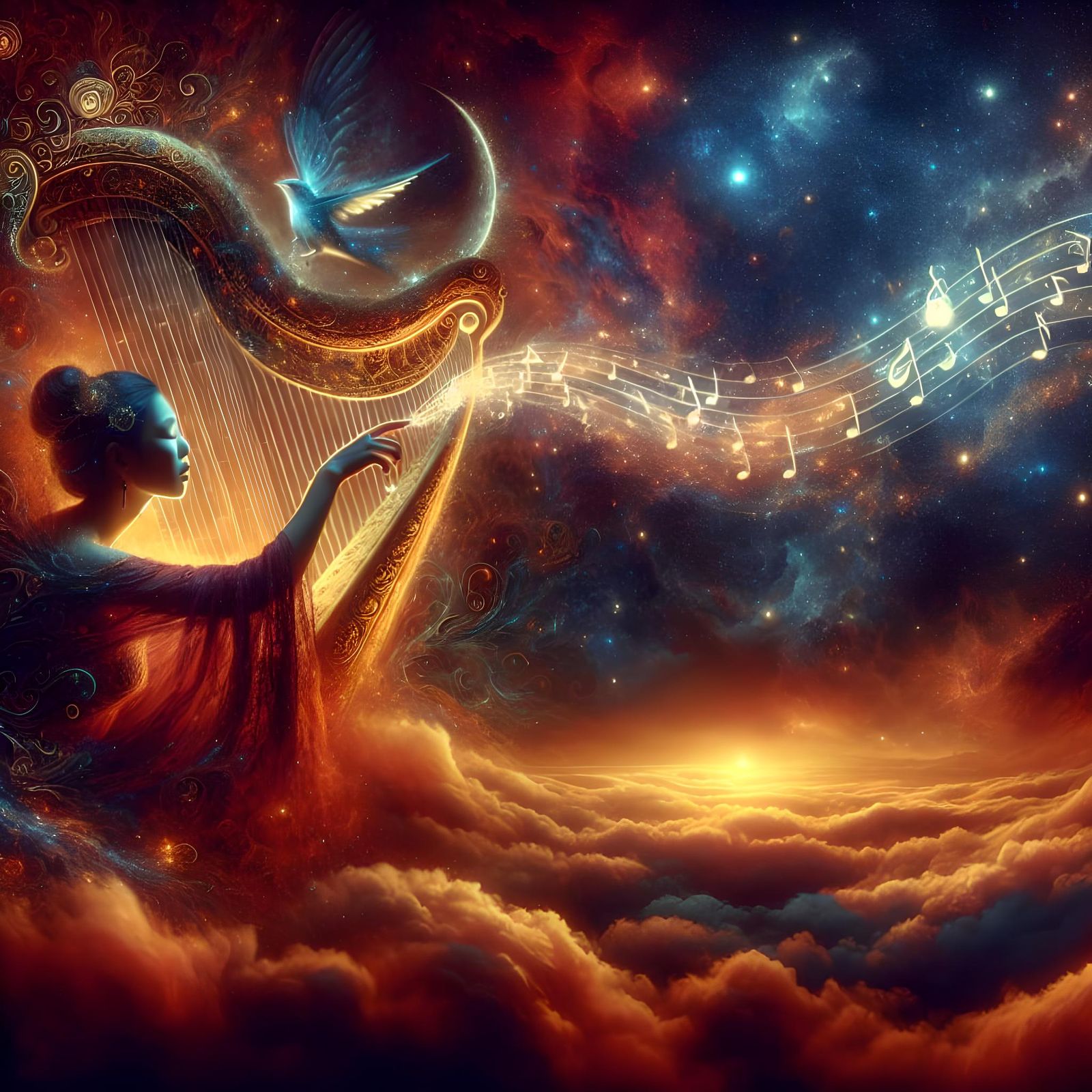 Cosmic Harpist Creates a Starry Night Symphony