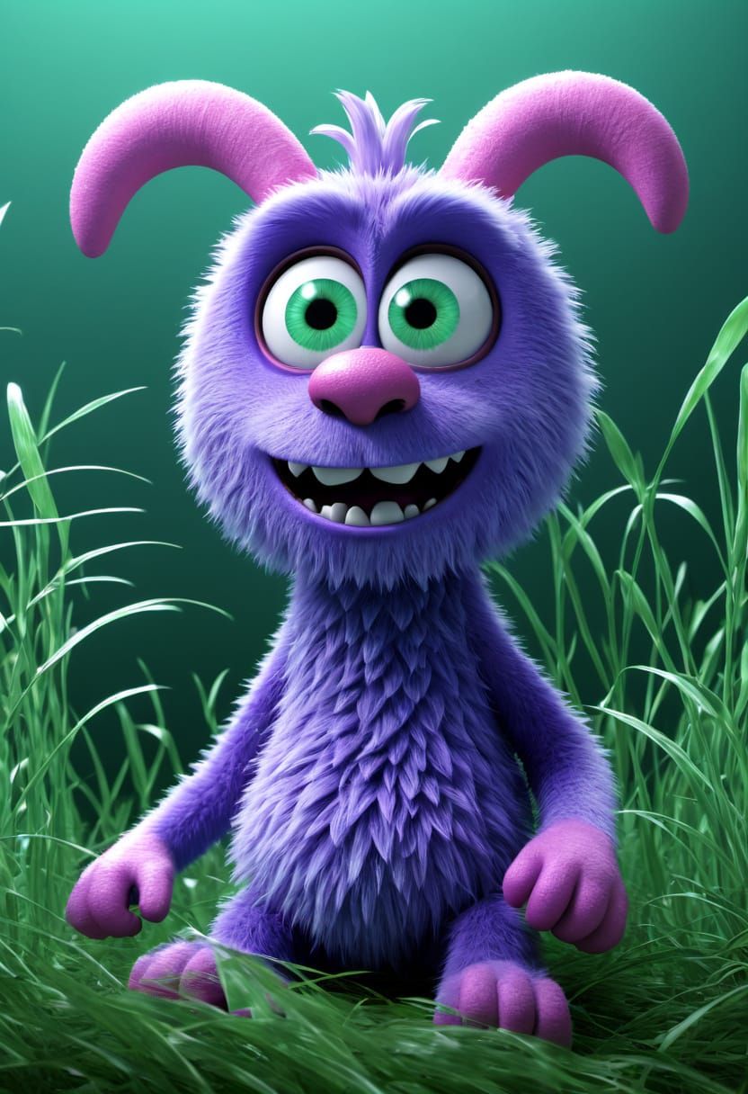 Playful Jelly-Bead Monster in 3D Animation Style