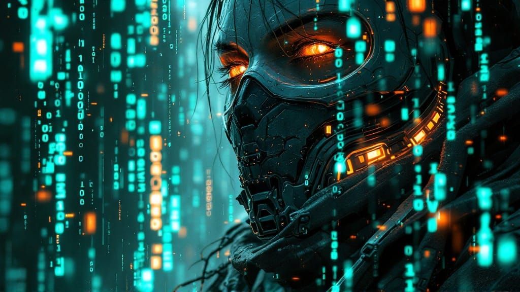 Digital Code Matrix in Cyberpunk Style