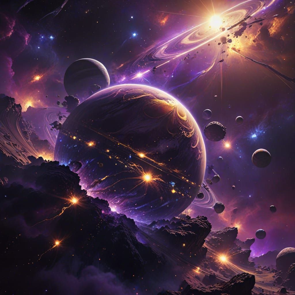 Mystical Solar System in Dark Fantasy Style