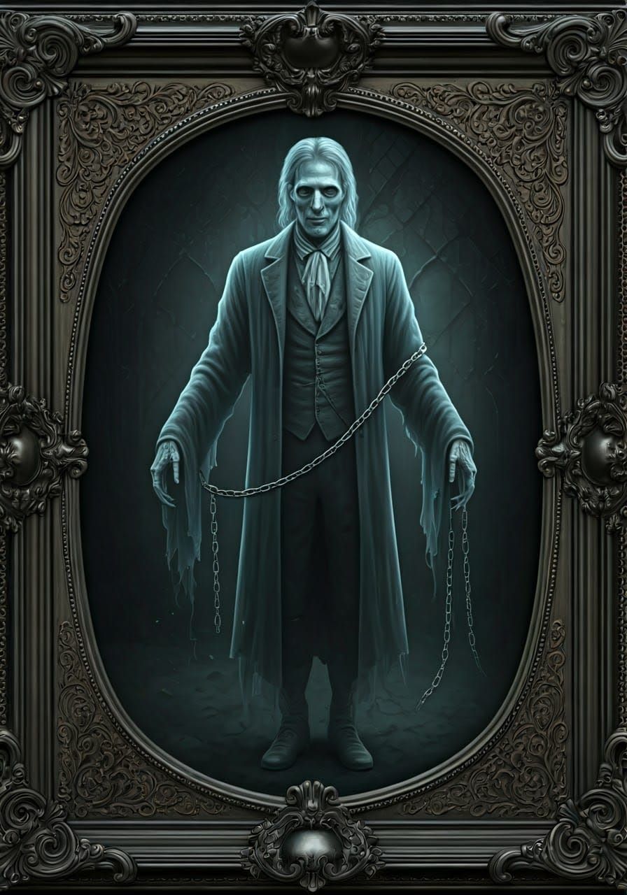 Ethereal Jacob Marley Portrait in Art Nouveau Style