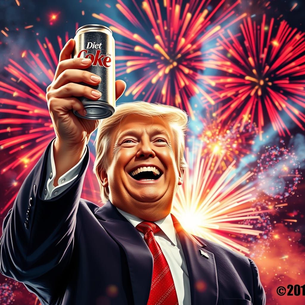 Celebratory President Trump Toasts to 2025 in a Vibrant Fire...