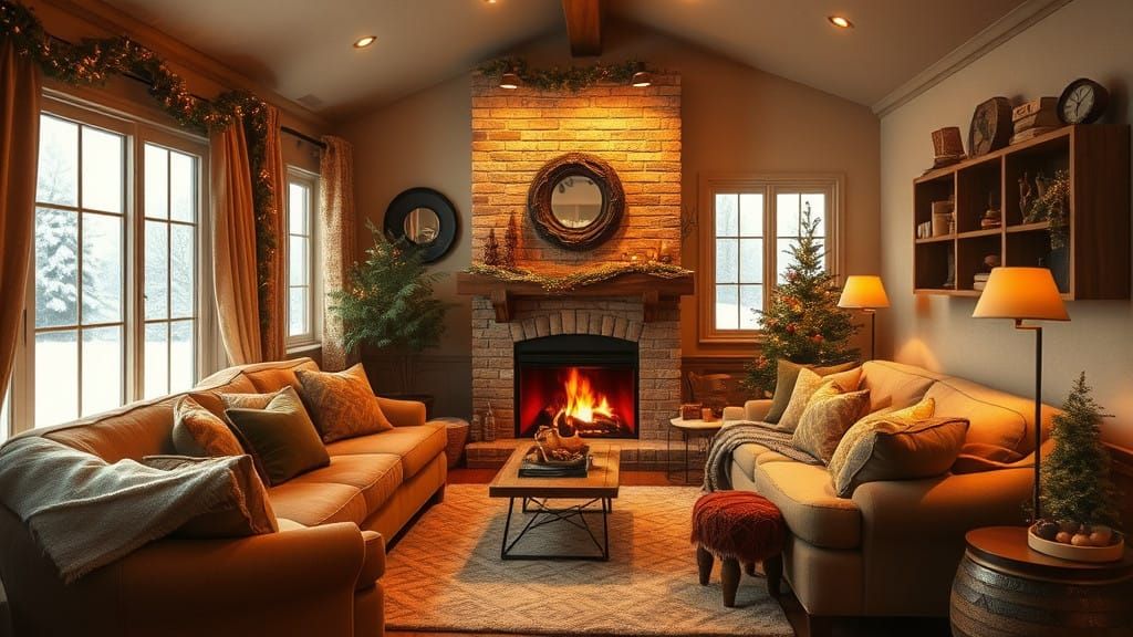 Cozy Winter Retreat in Whimsical Realism Style