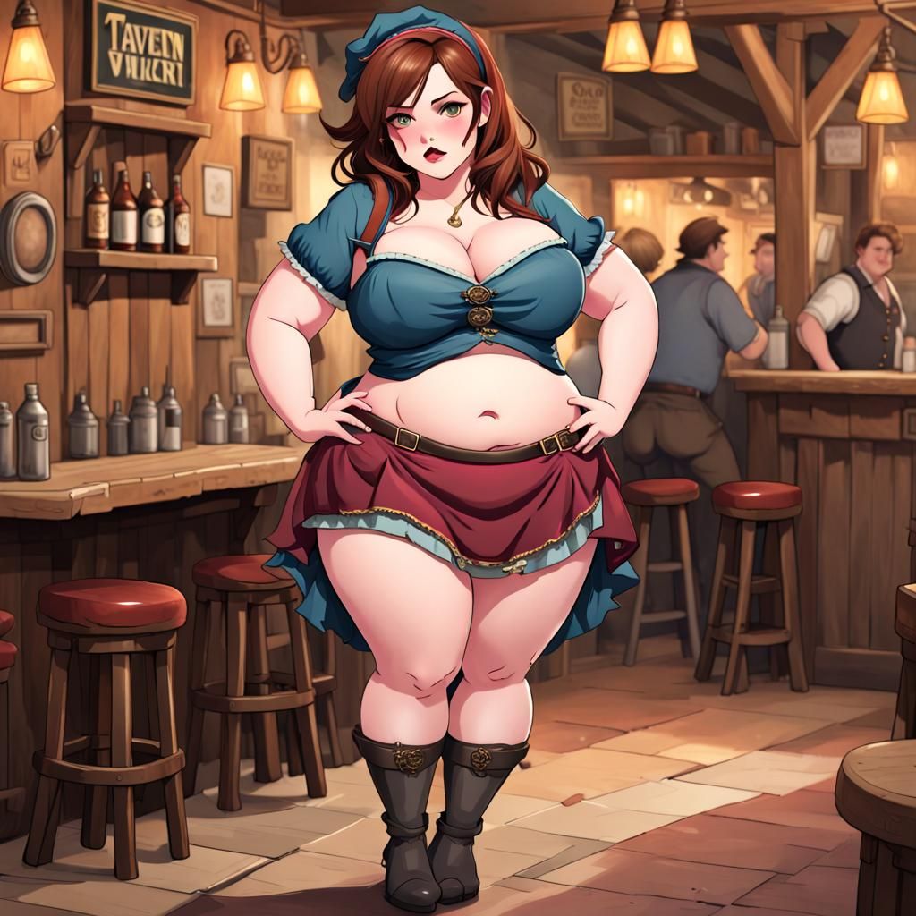 Flirtatious Tavern Wench with Auburn Hair