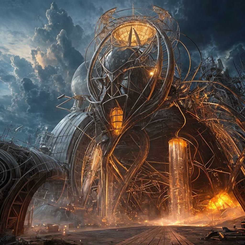 Electricity Titans Clash in a Futuristic Cityscape