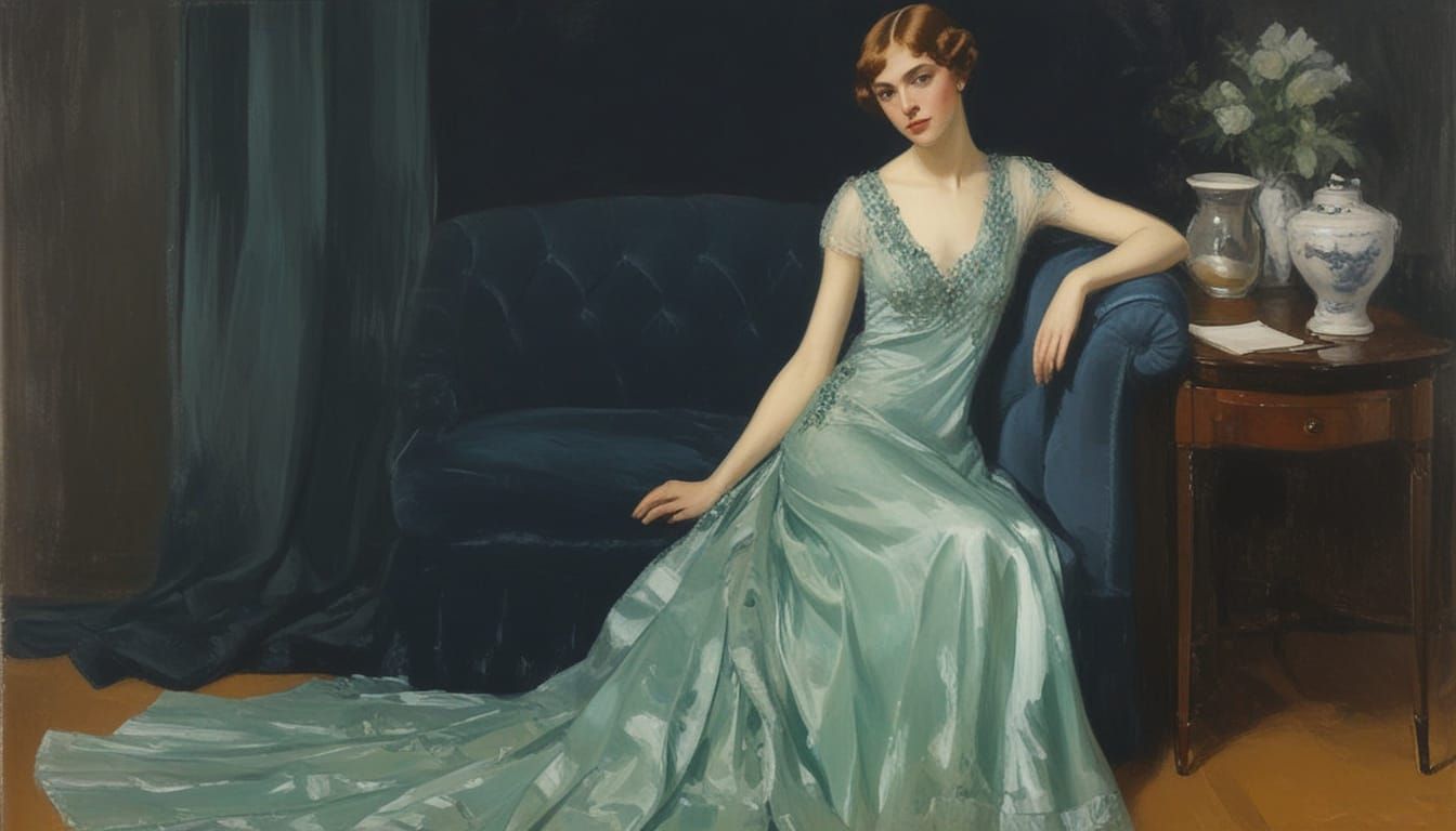 Elegant Woman in 1930s-Inspired Velvet Robe