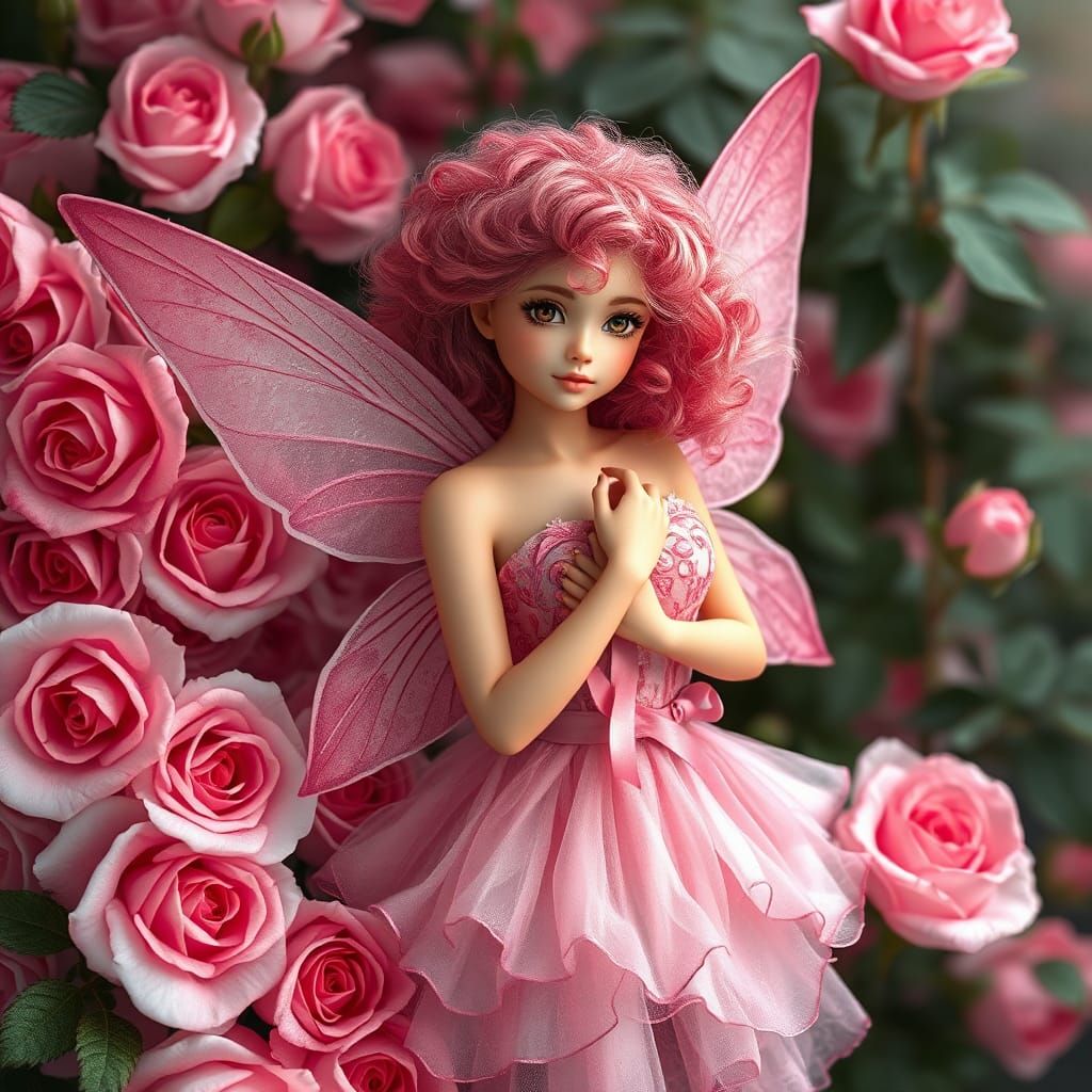Pink Fairy with Roses and Awareness Ribbons