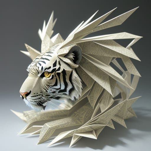 Mythical Origami Creature: Tiger, Eagle, Deer, Lion Fusion